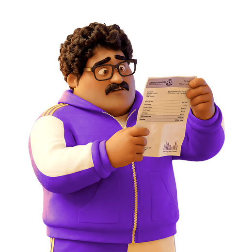 Colin looking at his power bill very confused