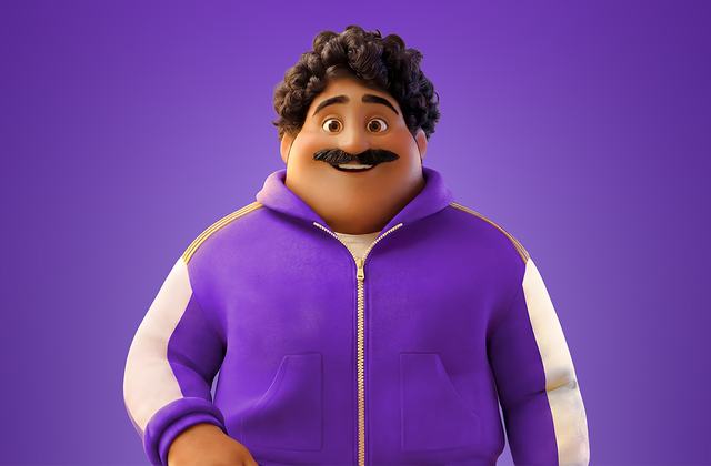 Introducing a relaxed Colin standing in front of a purple background