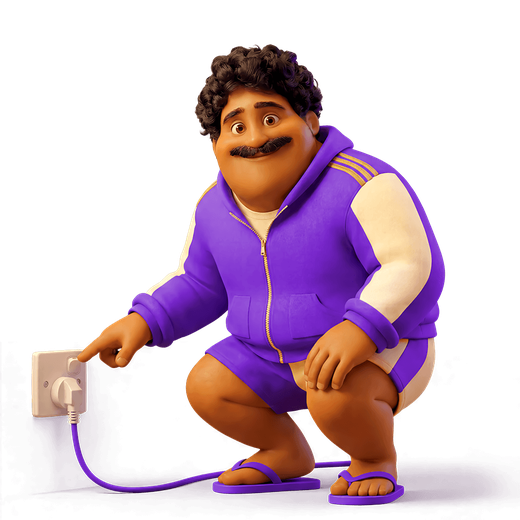 Colin switching his appliances off at the wall.
